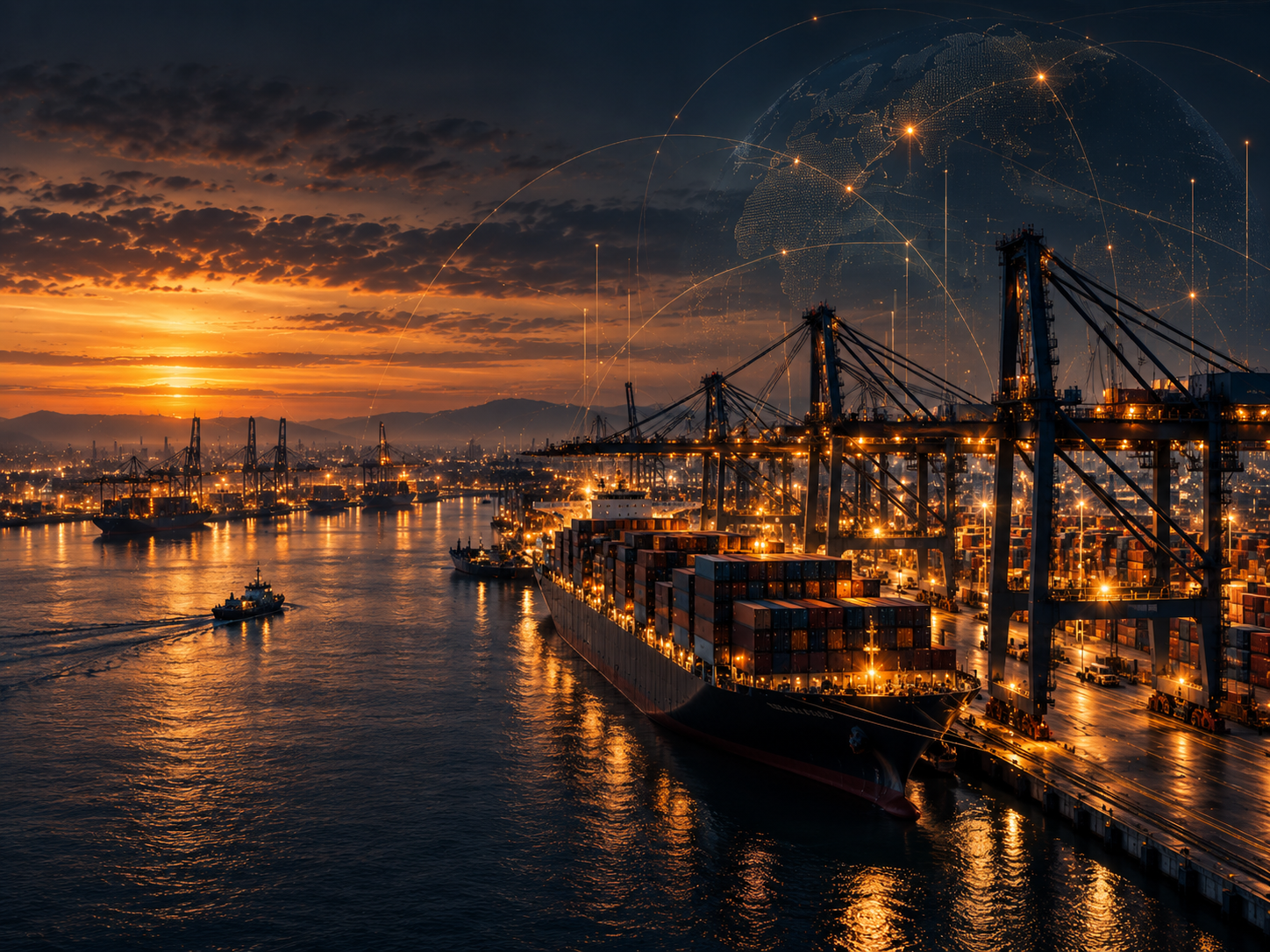 Conceptual trade and logistics port representing trade-finance transformation